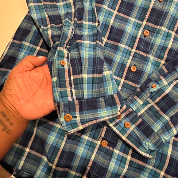 Duluth Trading Company Men’s‎ Xl Long Sleeve Green and Blue Casual Button Down - Picture 3 of 12